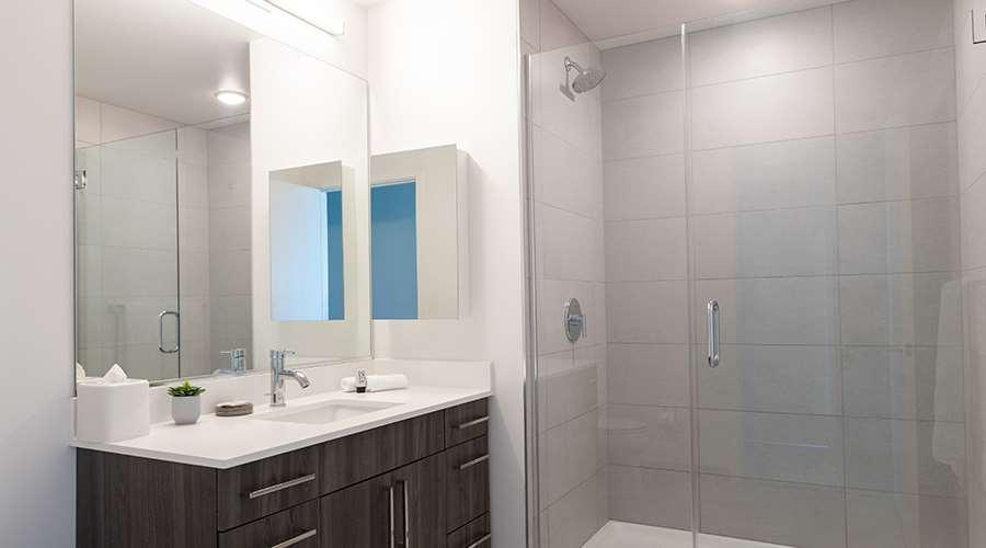 Апарт отель Sentral Michigan Avenue Чикаго Экстерьер фото A shower with a sliding door