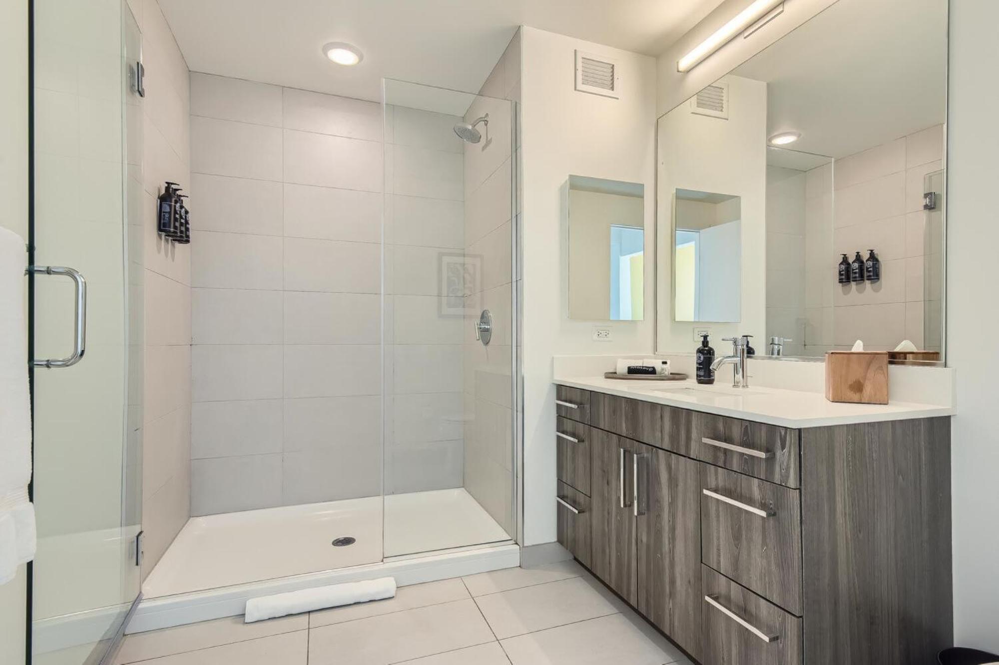 Апарт отель Sentral Michigan Avenue Чикаго Экстерьер фото A walk-in shower
